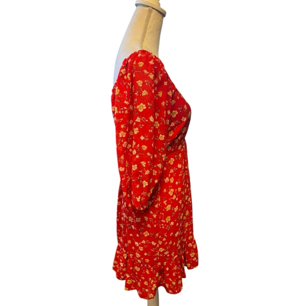 Lulus Trixiebelle Red Floral Print Dress size small - Picture 11 of 11
